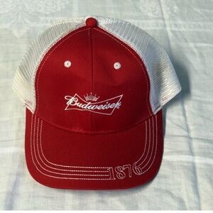 BUDWEISER 1876 Red/White Snapback Mesh Back Baseball Hat/Cap